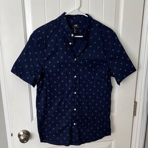 H&M Men's Dark Blue Polka Dot Shirt